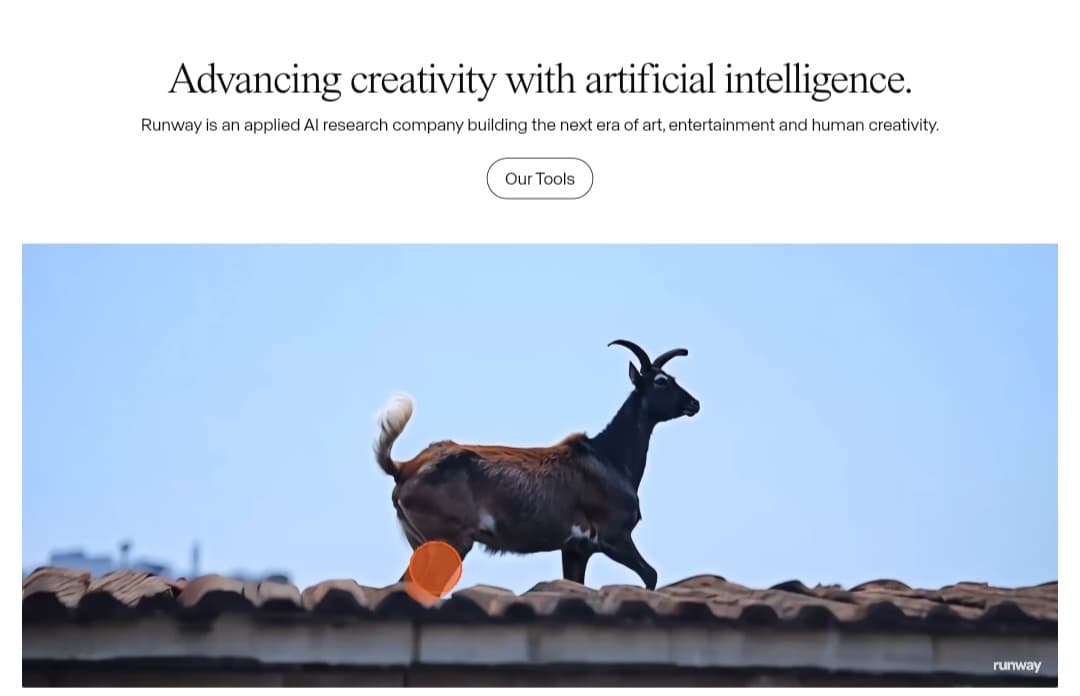 RunwayML platform interface for AI video editing